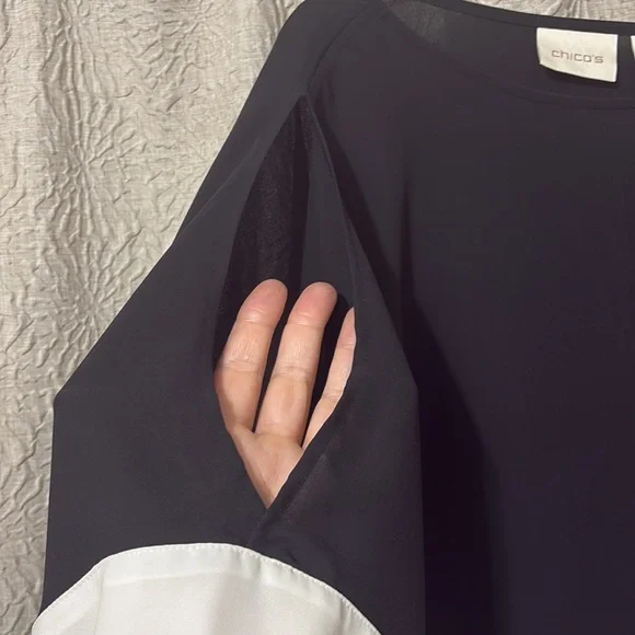 Chico's Two-Tone Black and White Blouse - Picture 3 of 6